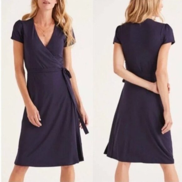 Boden Dresses & Skirts - BODEN Lara Sparkle Faux Wrap Stretch Dress in Dark Blue - Size US 6